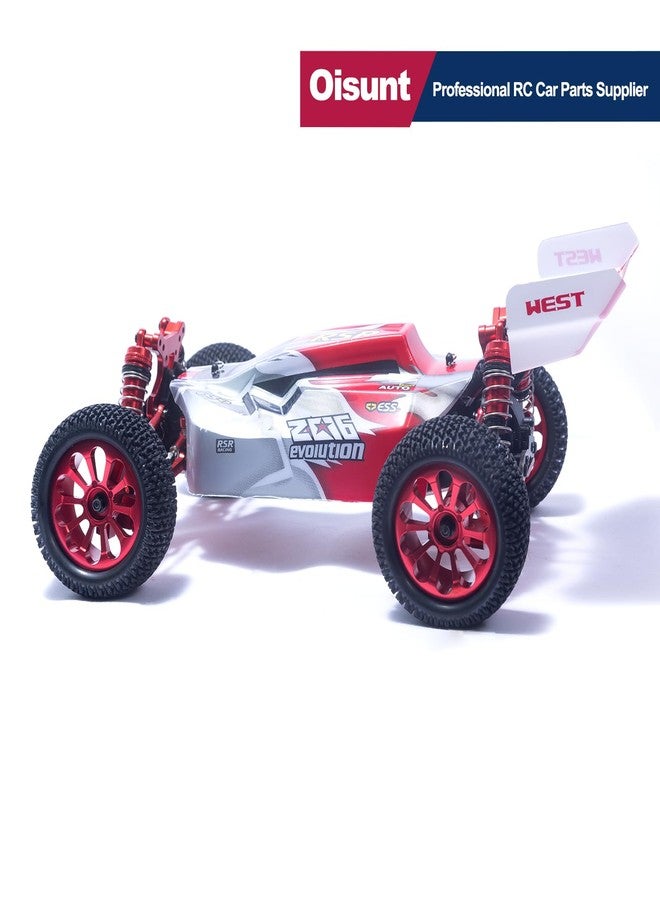 Oisunt 12mm Hex RC Metal Aluminium Wheels&Tires, 3 inch Overall Diameter, 1/10 1/14 1/16th RC Tire Set for Hyper Go/Wltoys/HAIBOXING/BEZGAR/Jetwood(Red) - Image 2